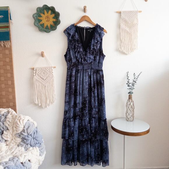 INC International Concepts Navy Star Maxi Dress - Picture 1 of 9